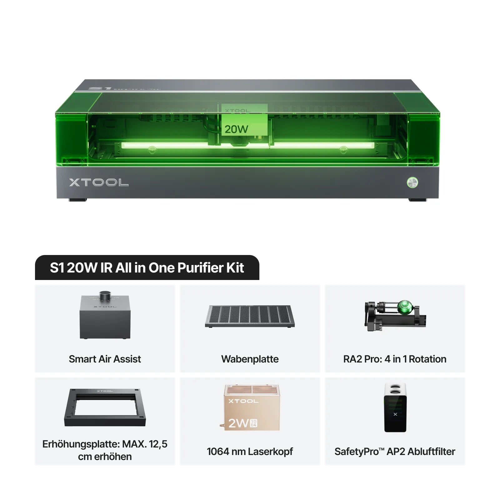 xTool S1 + 1064nm IR-Laserkit: Geschlossener Diodenlaser-Gravierer & Cutter