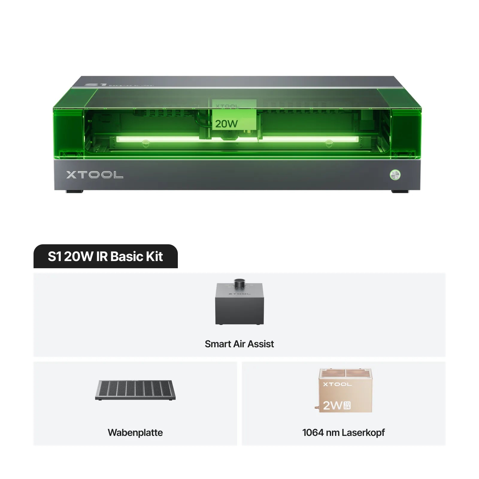 xTool S1 + 1064nm IR-Laserkit: Geschlossener Diodenlaser-Gravierer & Cutter