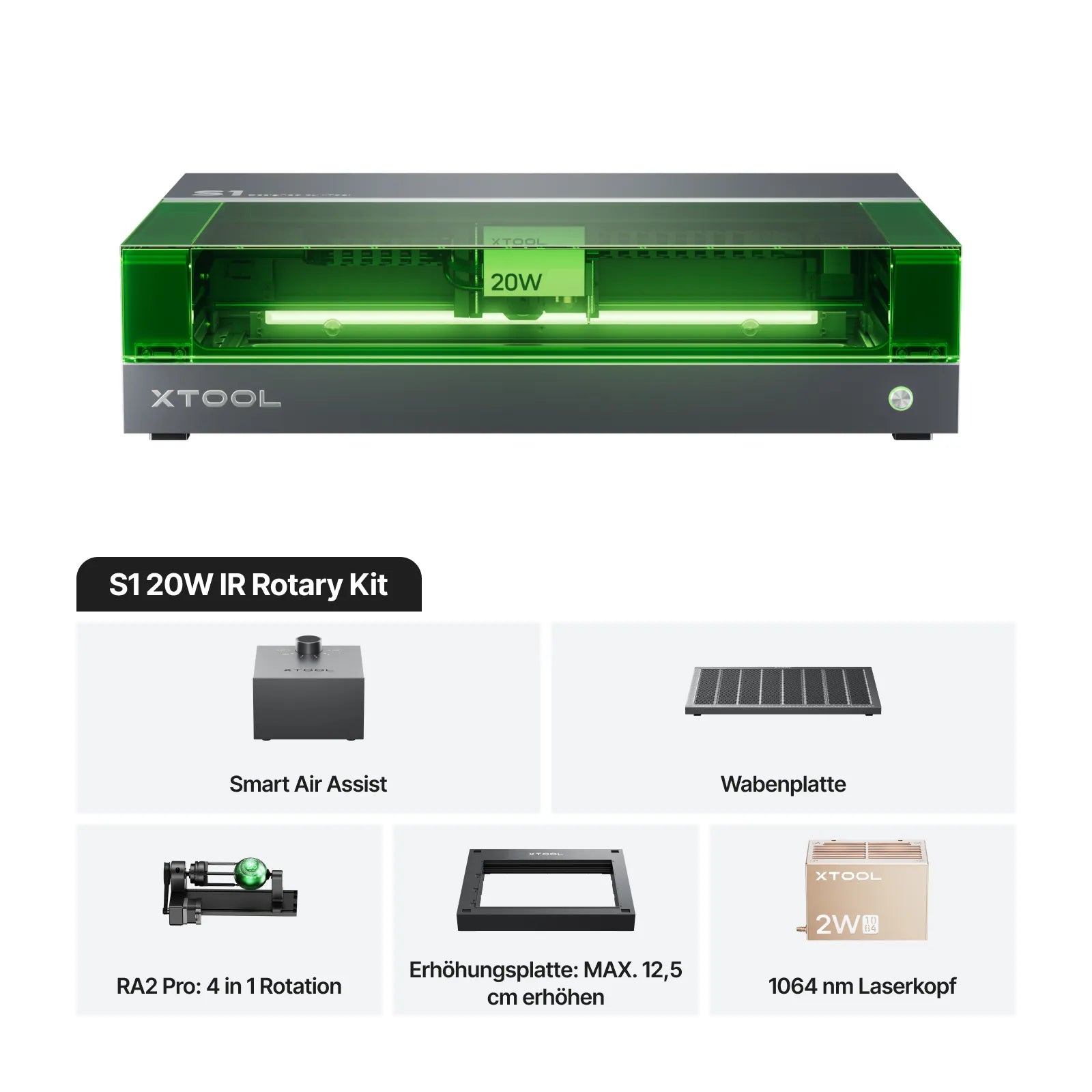 xTool S1 + 1064nm IR-Laserkit: Geschlossener Diodenlaser-Gravierer & Cutter