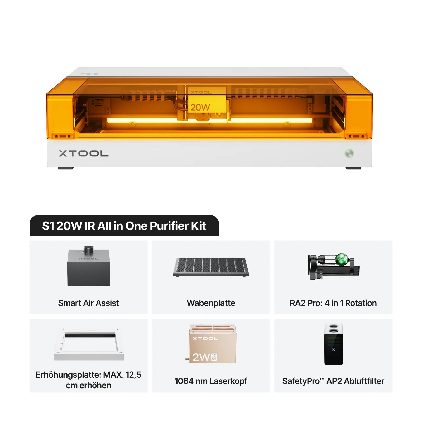 xTool S1 + 1064nm IR-Laserkit: Geschlossener Diodenlaser-Gravierer & Cutter