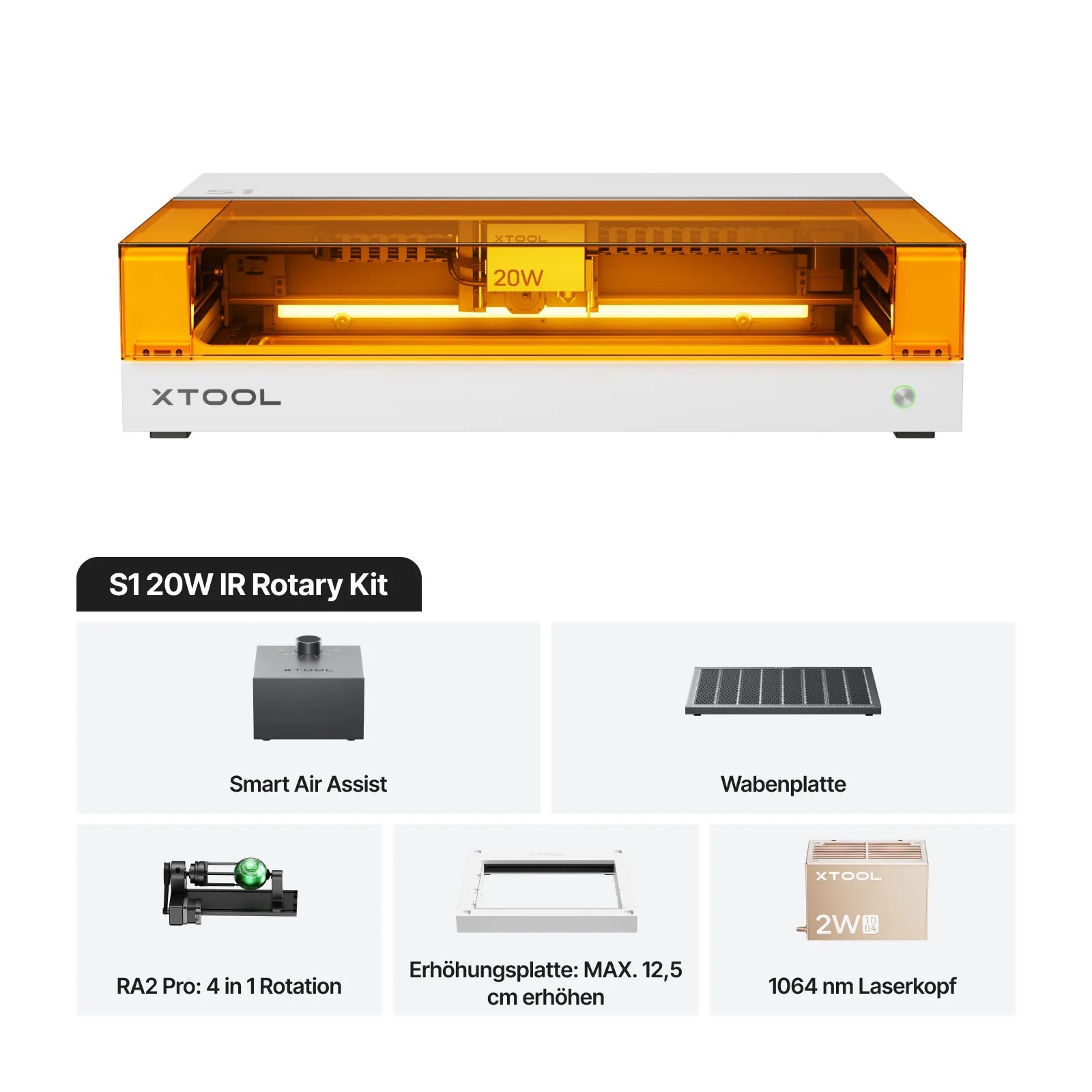 xTool S1 + 1064nm IR-Laserkit: Geschlossener Diodenlaser-Gravierer & Cutter