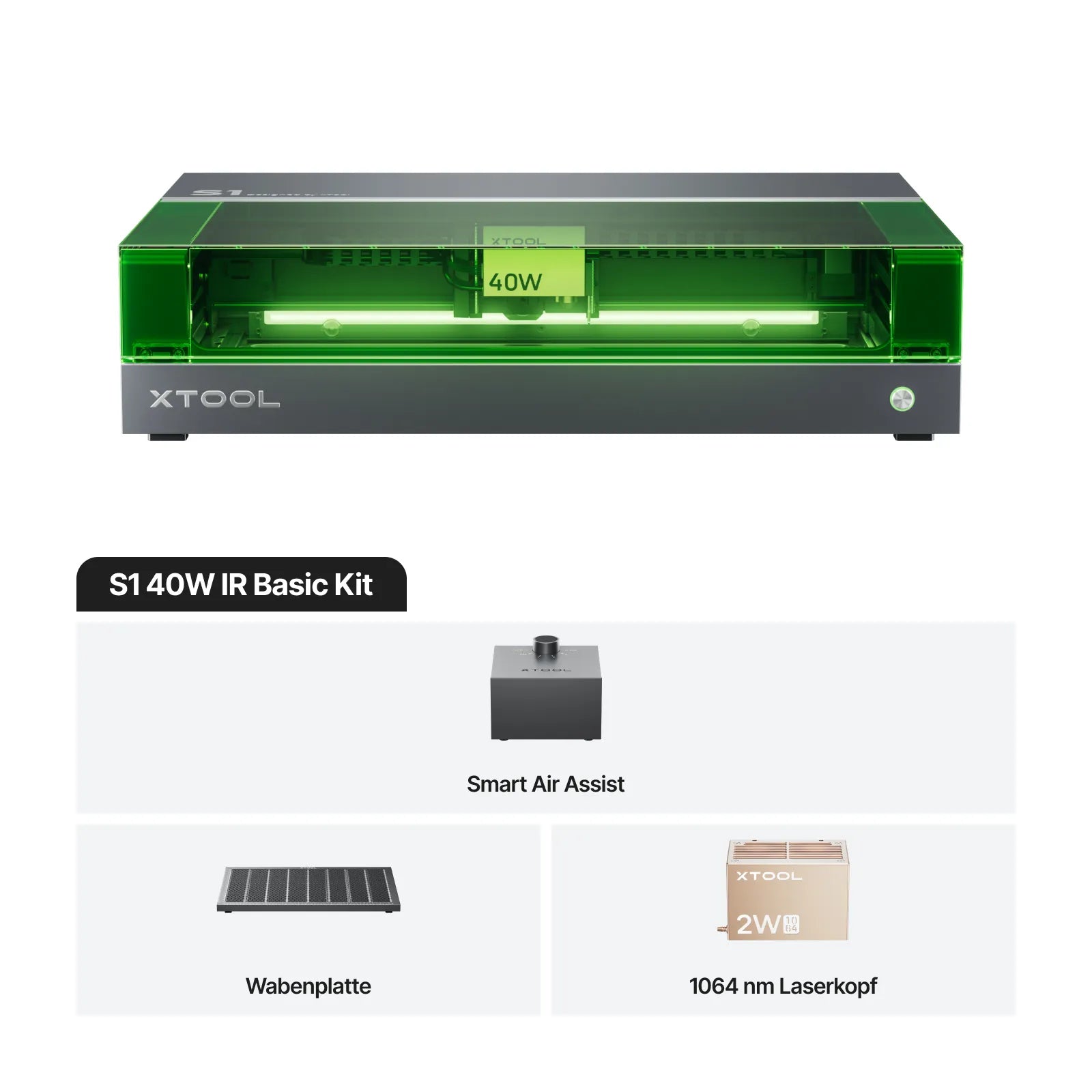 xTool S1 + 1064nm IR-Laserkit: Geschlossener Diodenlaser-Gravierer & Cutter