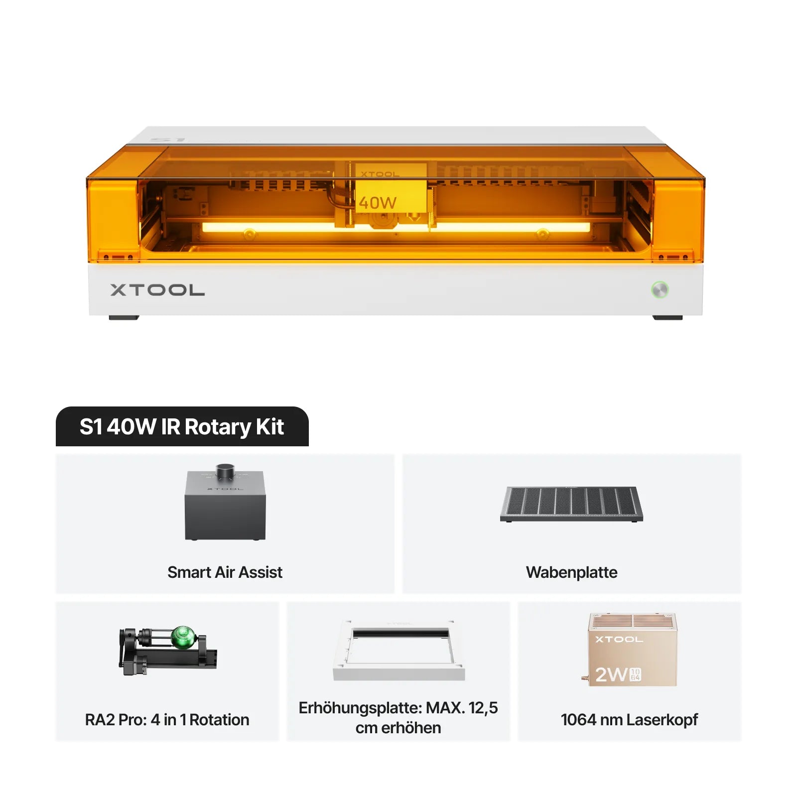 xTool S1 + 1064nm IR-Laserkit: Geschlossener Diodenlaser-Gravierer & Cutter