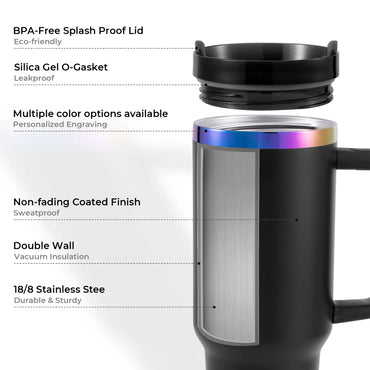 40oz Edelstahl-Tumbler mit Henkel, leuchtet im Dunkeln