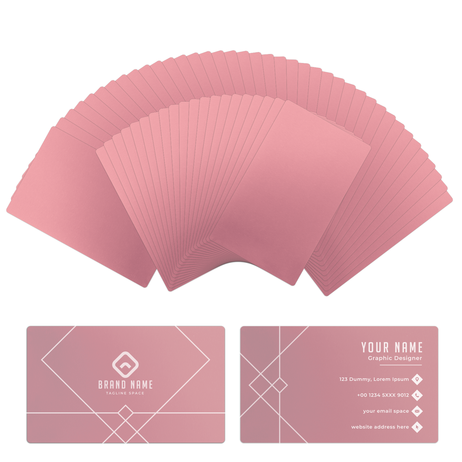 Visitenkarten aus roségoldenem Metall (60 Stück)