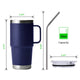 Marineblaues Edelstahl-Tumbler-Set mit Griff (591 ml)