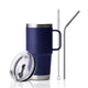 Marineblaues Edelstahl-Tumbler-Set mit Griff (591 ml)