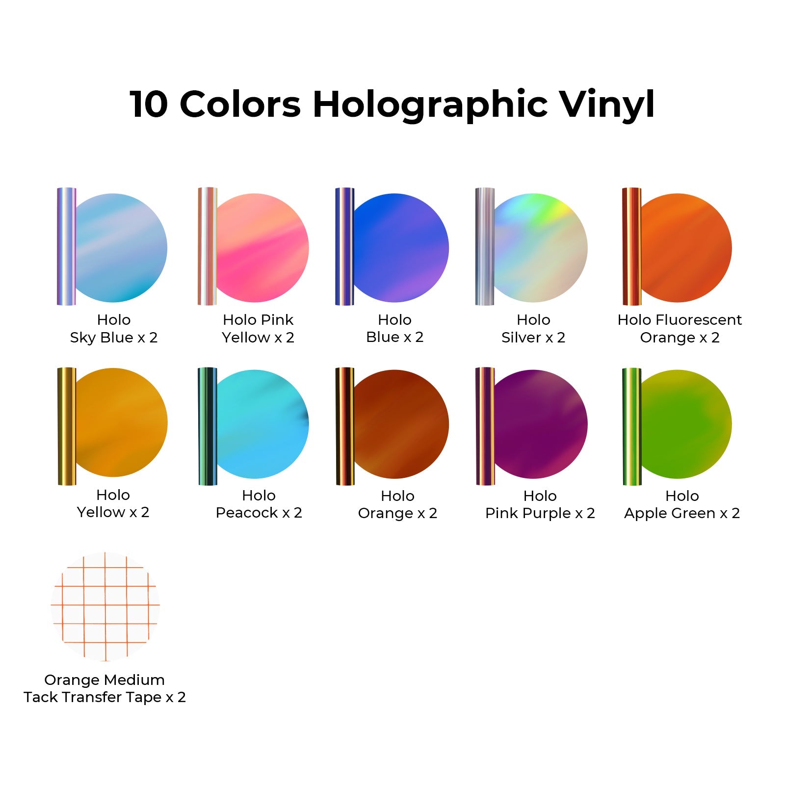 Holografisches selbstklebendes Vinyl (20 Stk.)