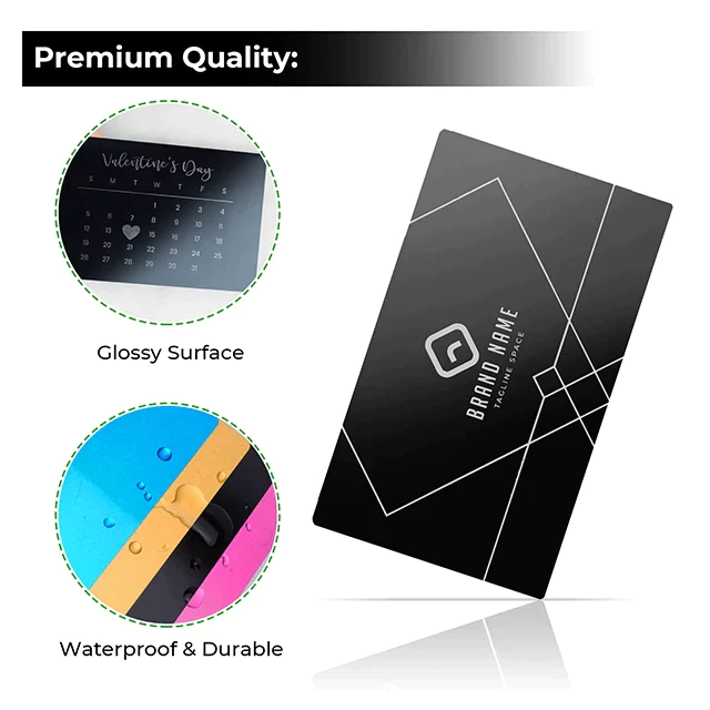 Visitenkarten aus glänzendem schwarzem Aluminium (300 Stk.)