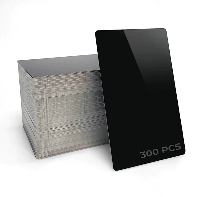 Visitenkarten aus glänzendem schwarzem Aluminium (300 Stk.)