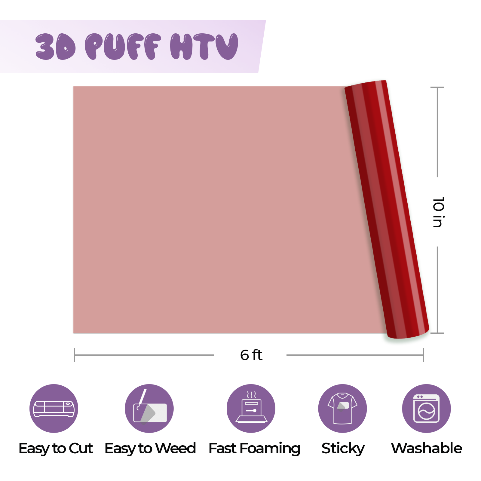 Rote 3D Puff Wärmeübertragung Vinyl-Rolle