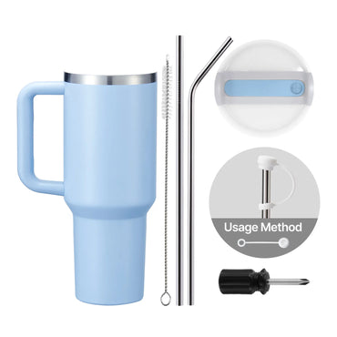 Pastellblau zu Silber Leuchtender Edelstahlbecher mit abnehmbarem Griff (1,18 l)