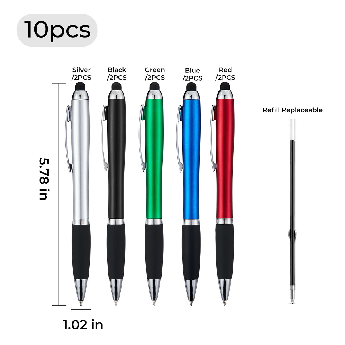 8er Set Touchpen Mit LED Licht & Kugelschreiber - 8 Stylusfarben, Für Smartphones Und Tablets