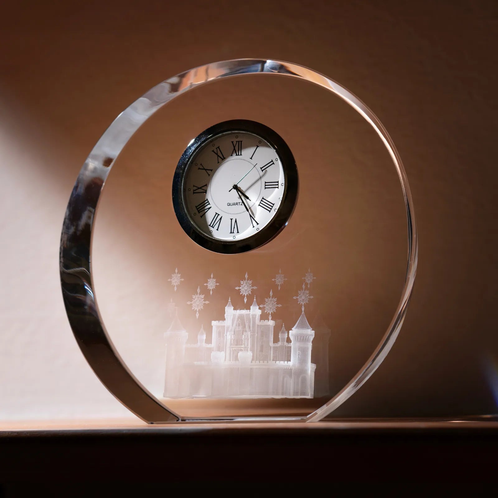 Arch shaped k9 crystal with clock 01