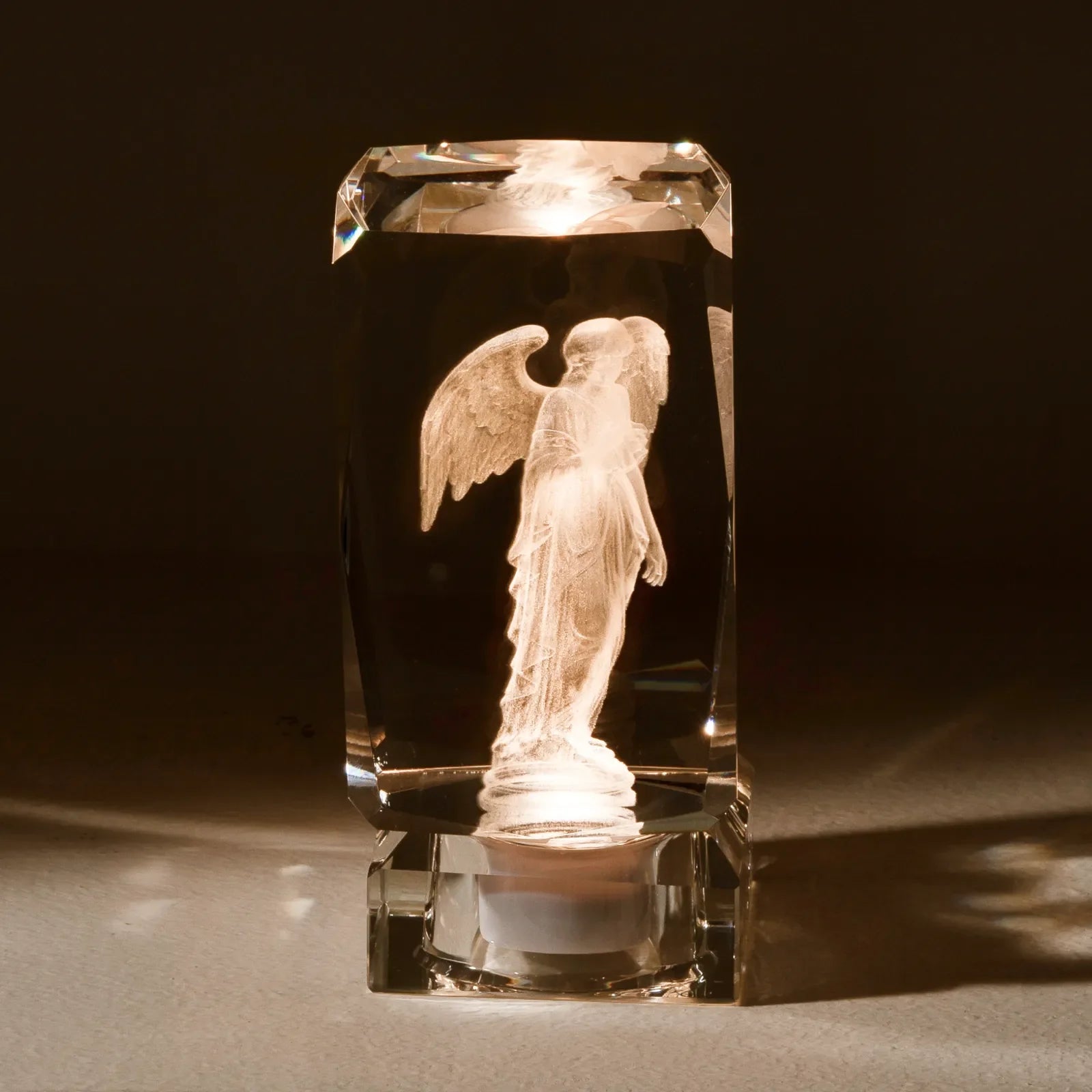 Beveled edge rectangular k9 crystal with lamp base 04