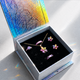 Irisierende silberne Geschenkbox mit Schmuck-Schaumeinsatz (3 Stück)