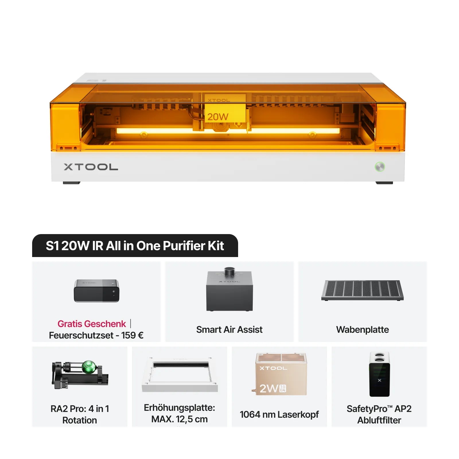 xTool S1 + 1064nm IR-Laserkit: Geschlossener Diodenlaser-Gravierer & Cutter