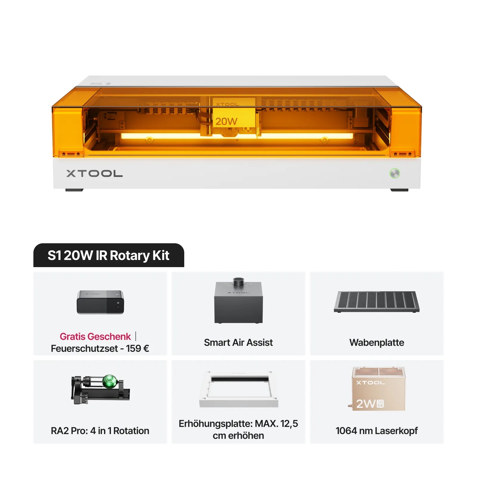 xTool S1 + 1064nm IR-Laserkit: Geschlossener Diodenlaser-Gravierer & Cutter