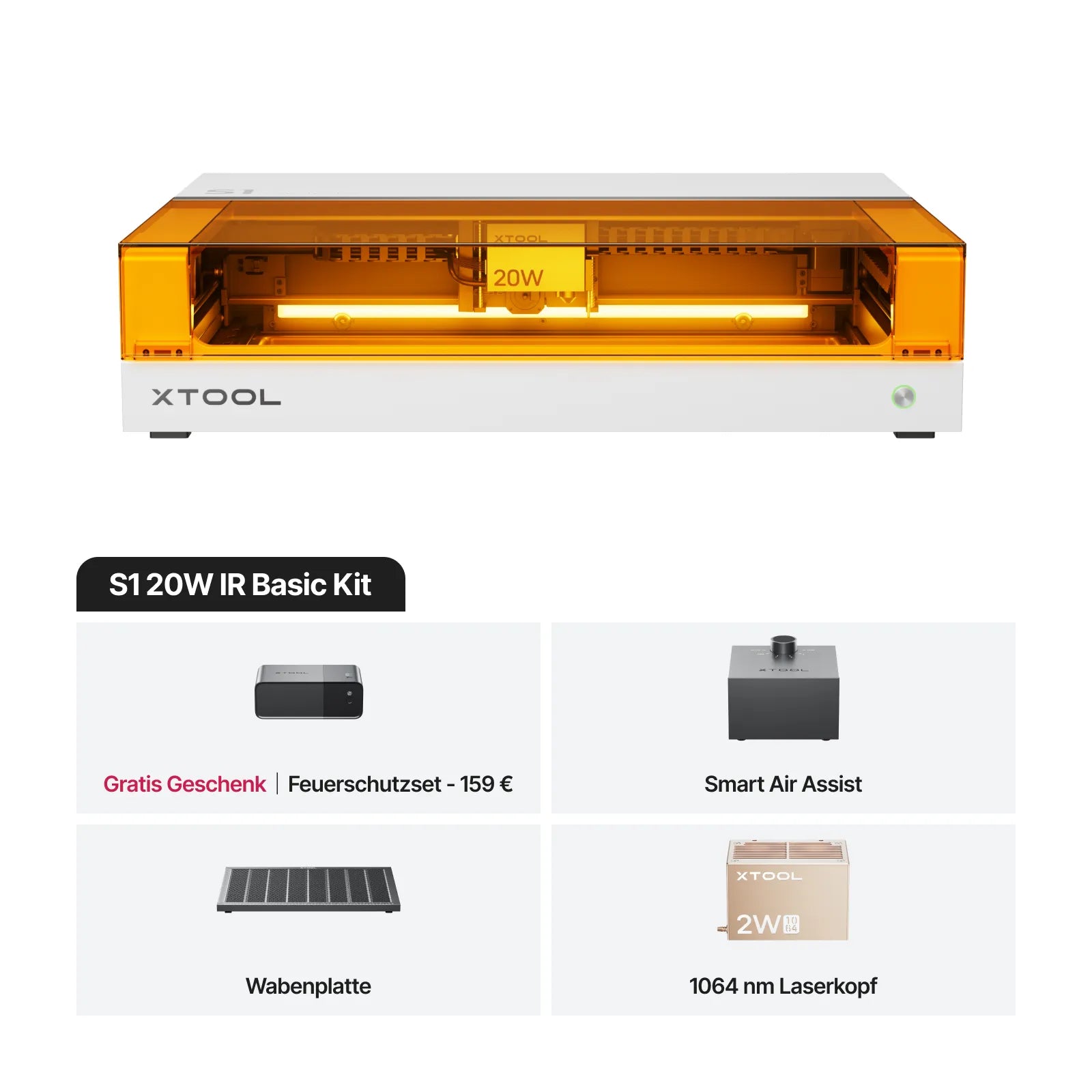 xTool S1 + 1064nm IR-Laserkit: Geschlossener Diodenlaser-Gravierer & Cutter