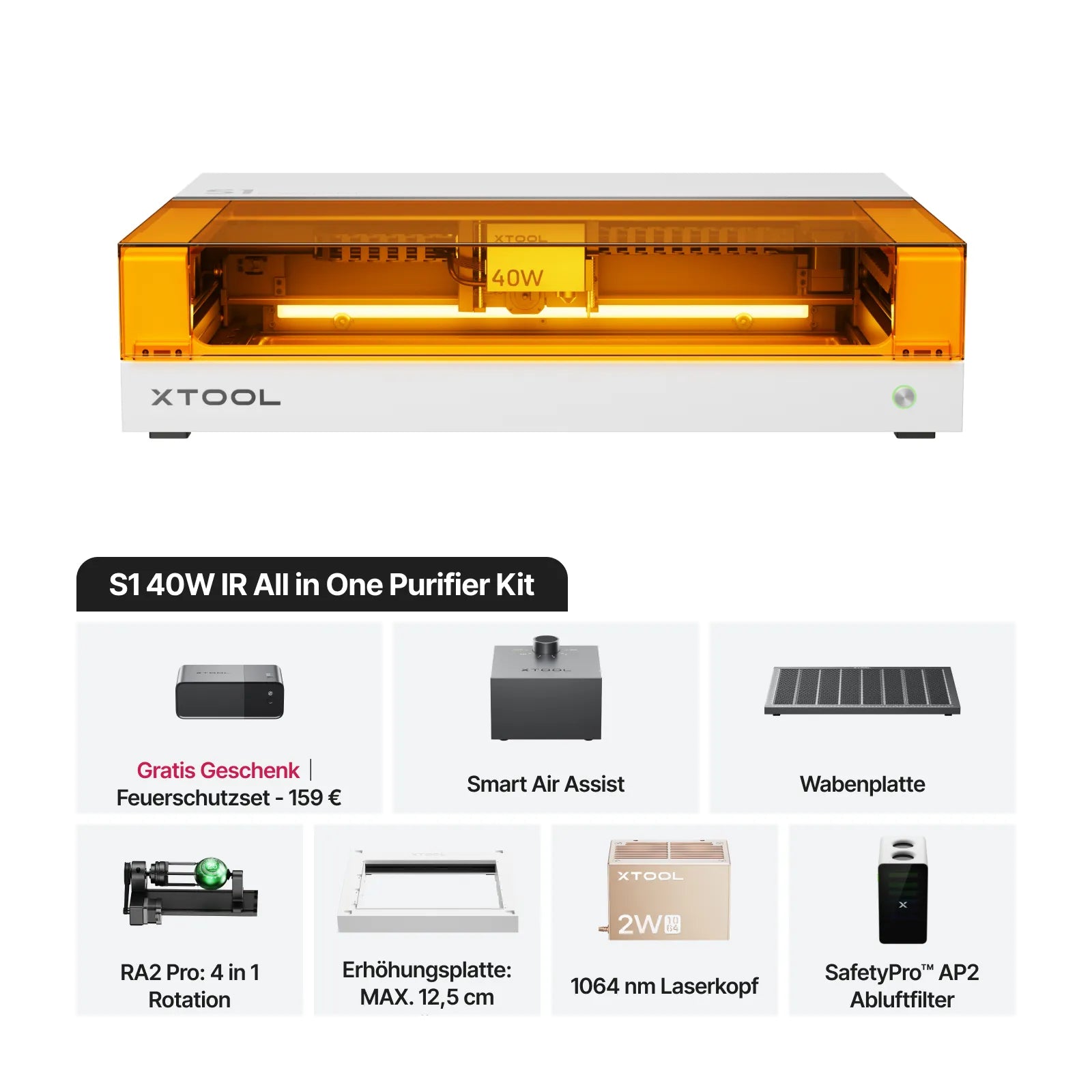 xTool S1 + 1064nm IR-Laserkit: Geschlossener Diodenlaser-Gravierer & Cutter
