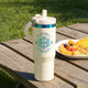 Edelstahl-Trinkbecher mit Griff und Strohhalm – 887 ml