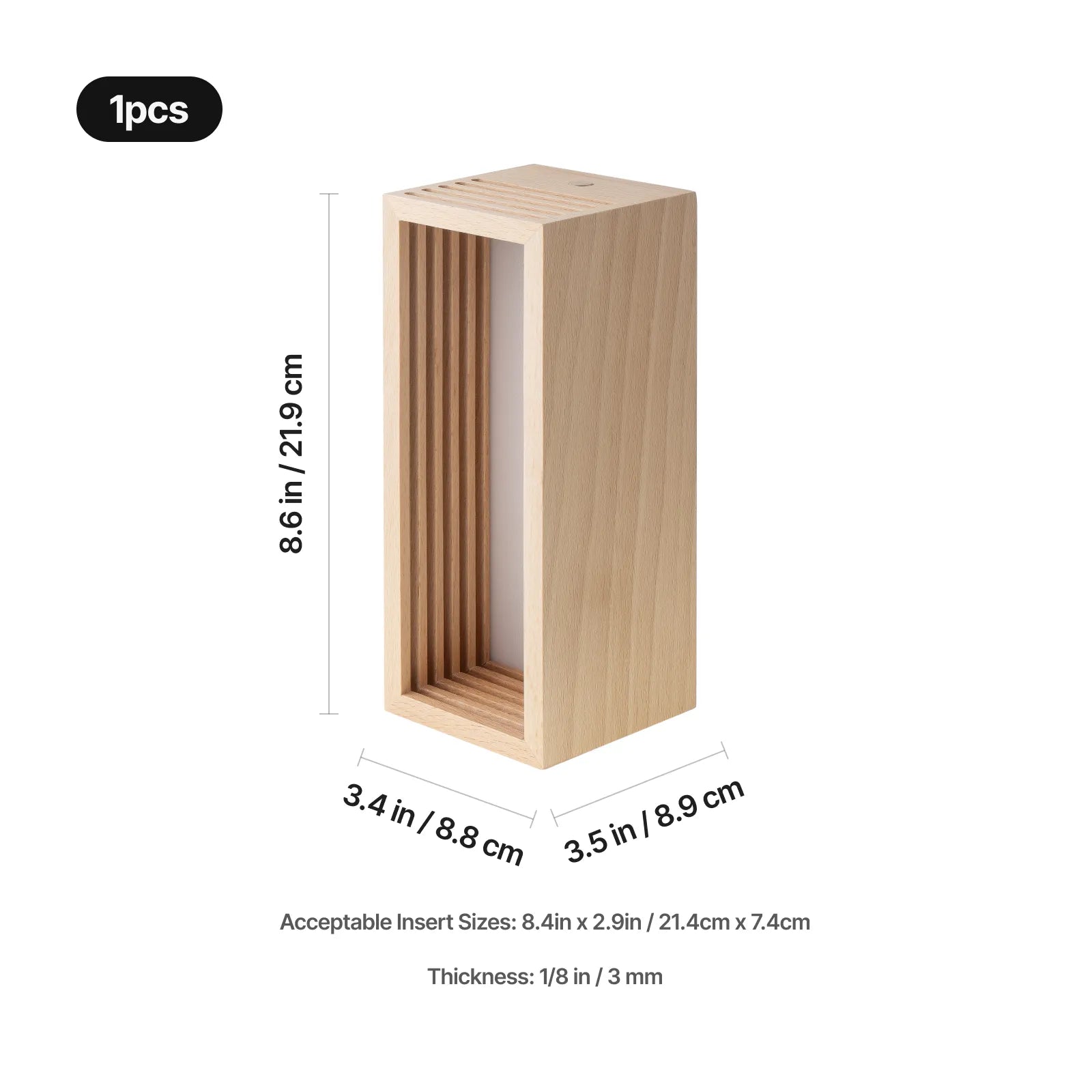 Rectangular beech wood 5 slot led shadow box 03