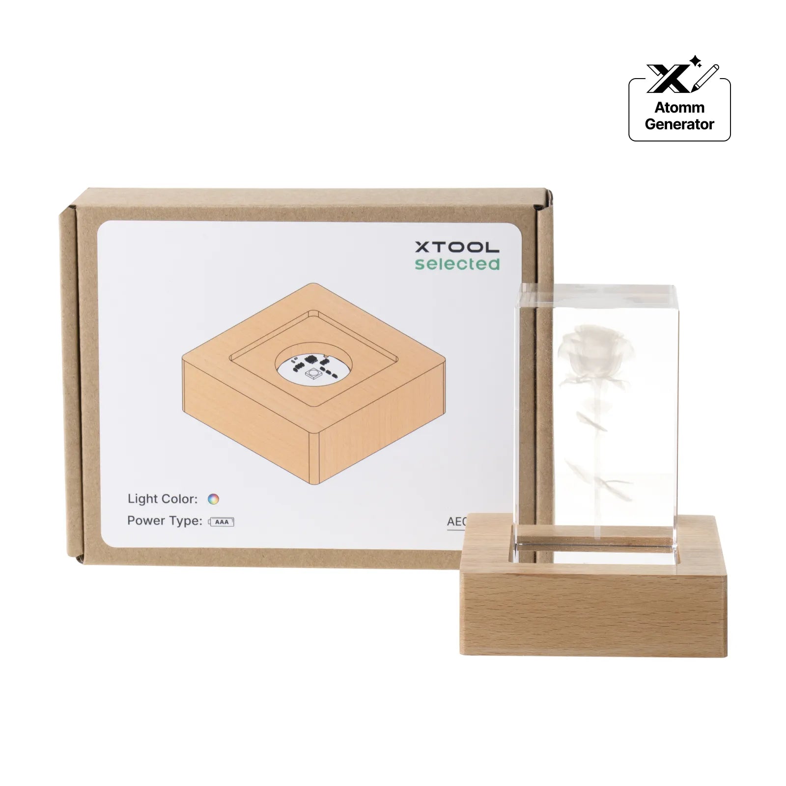 Square beech wood 7 color led light base with groove 01