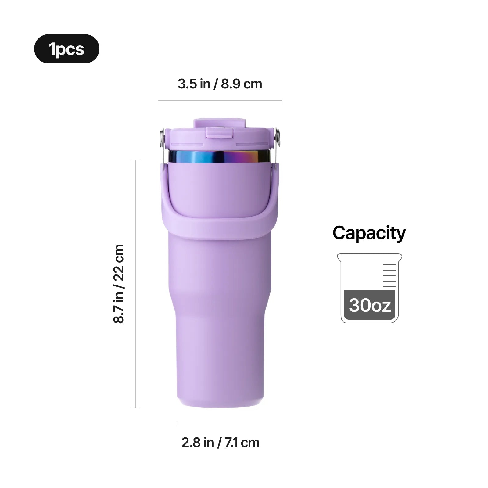 Stainless steel tumbler with handle and straw 30oz 04