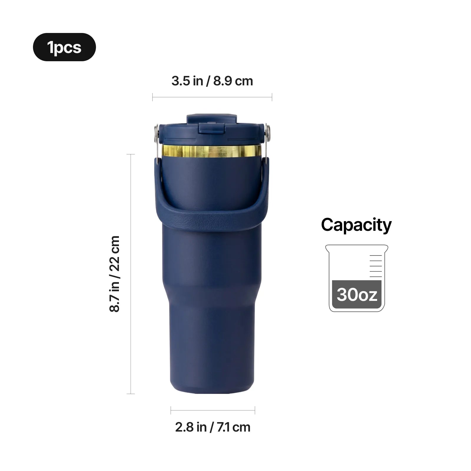 Stainless steel tumbler with handle and straw 30oz 06