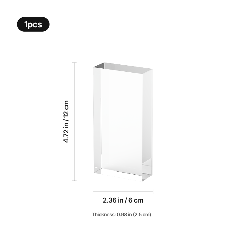 Thin rounded rectangular k9 crystal 04