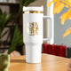 Weiß bis Gold Edelstahl-Tumbler mit abnehmbarem Griff (40 oz)