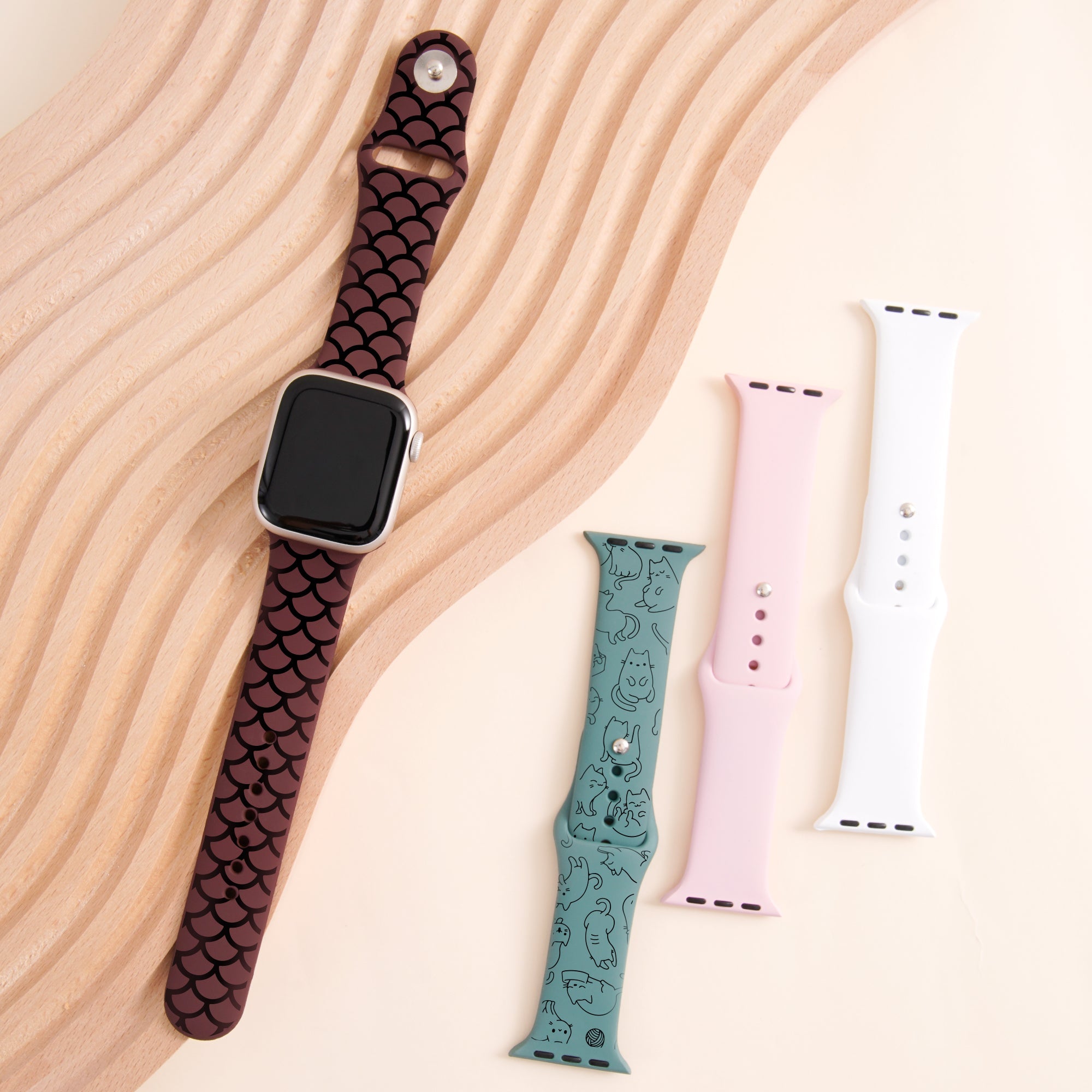 Silikon Apple Watch Armbänder mit laserbarer schwarzer Füllung
