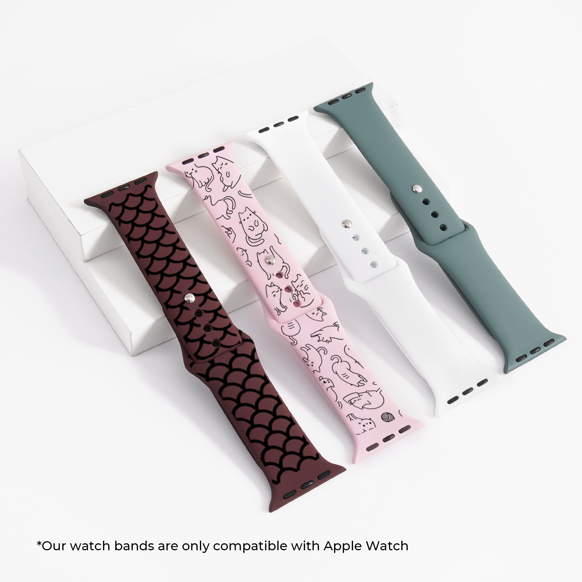 Silikon Apple Watch Armbänder mit laserbarer schwarzer Füllung