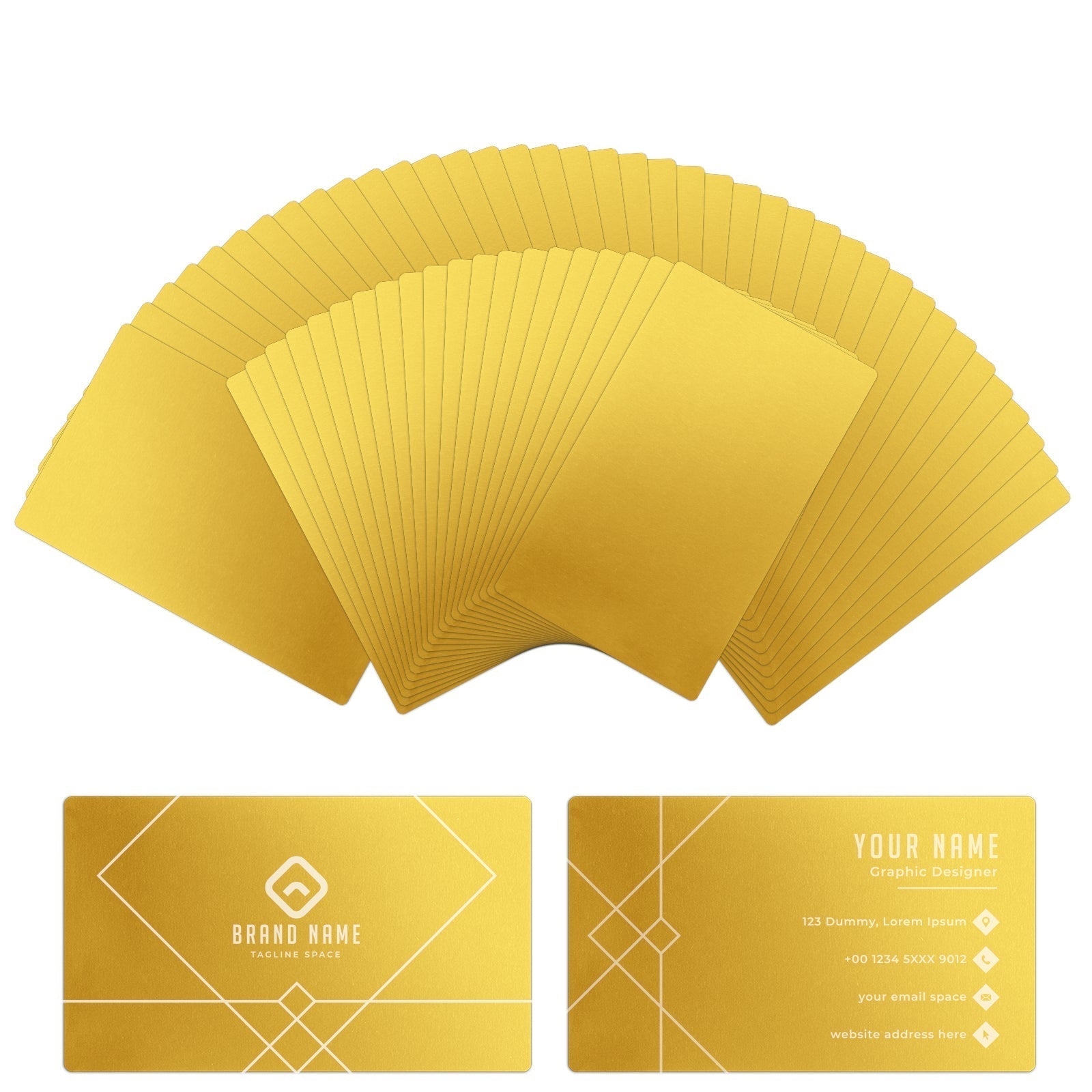Visitenkarten aus tiefgoldenem Metall (60 Stück)