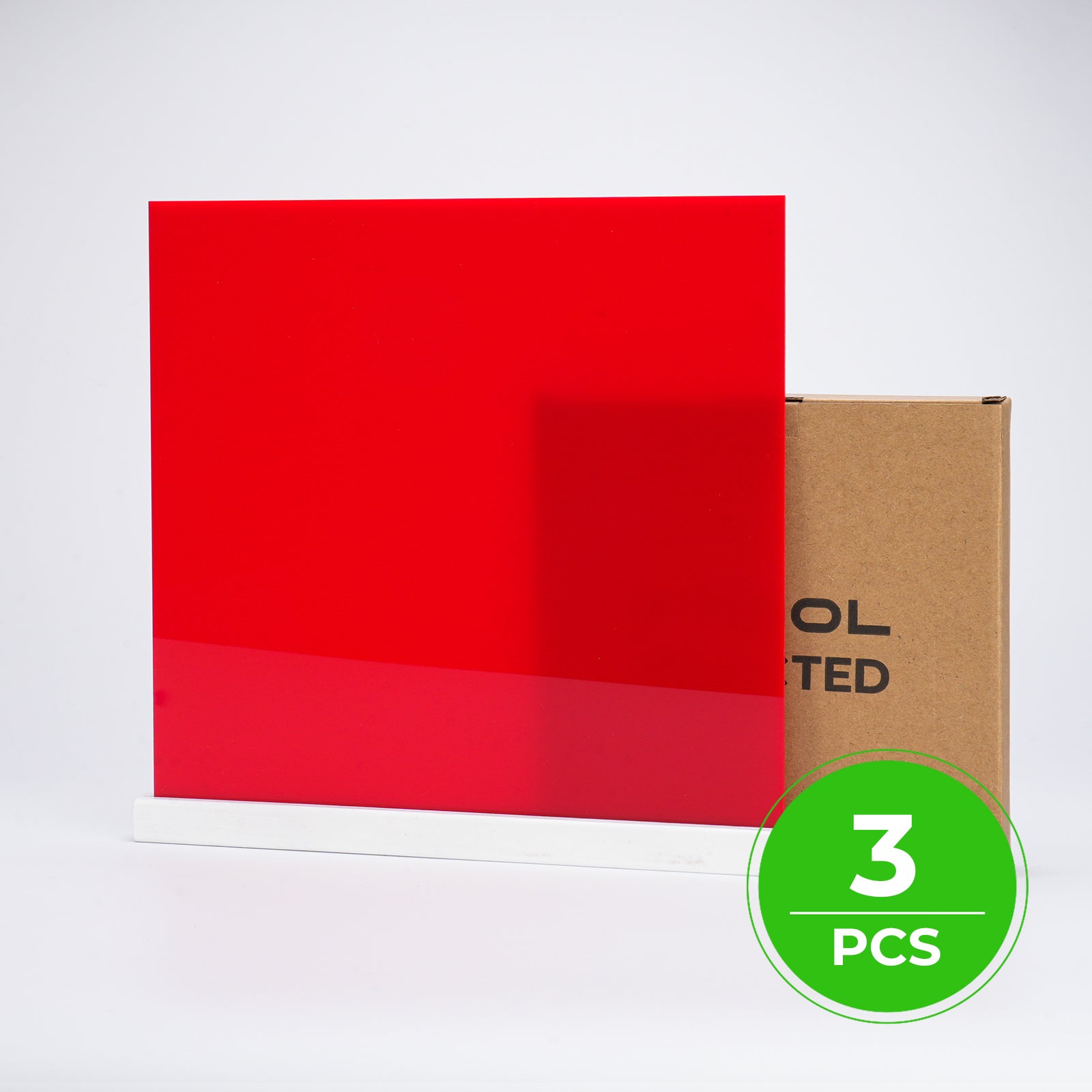 3 mm rote, undurchsichtige, glänzende Acrylplatte (3 Stück)