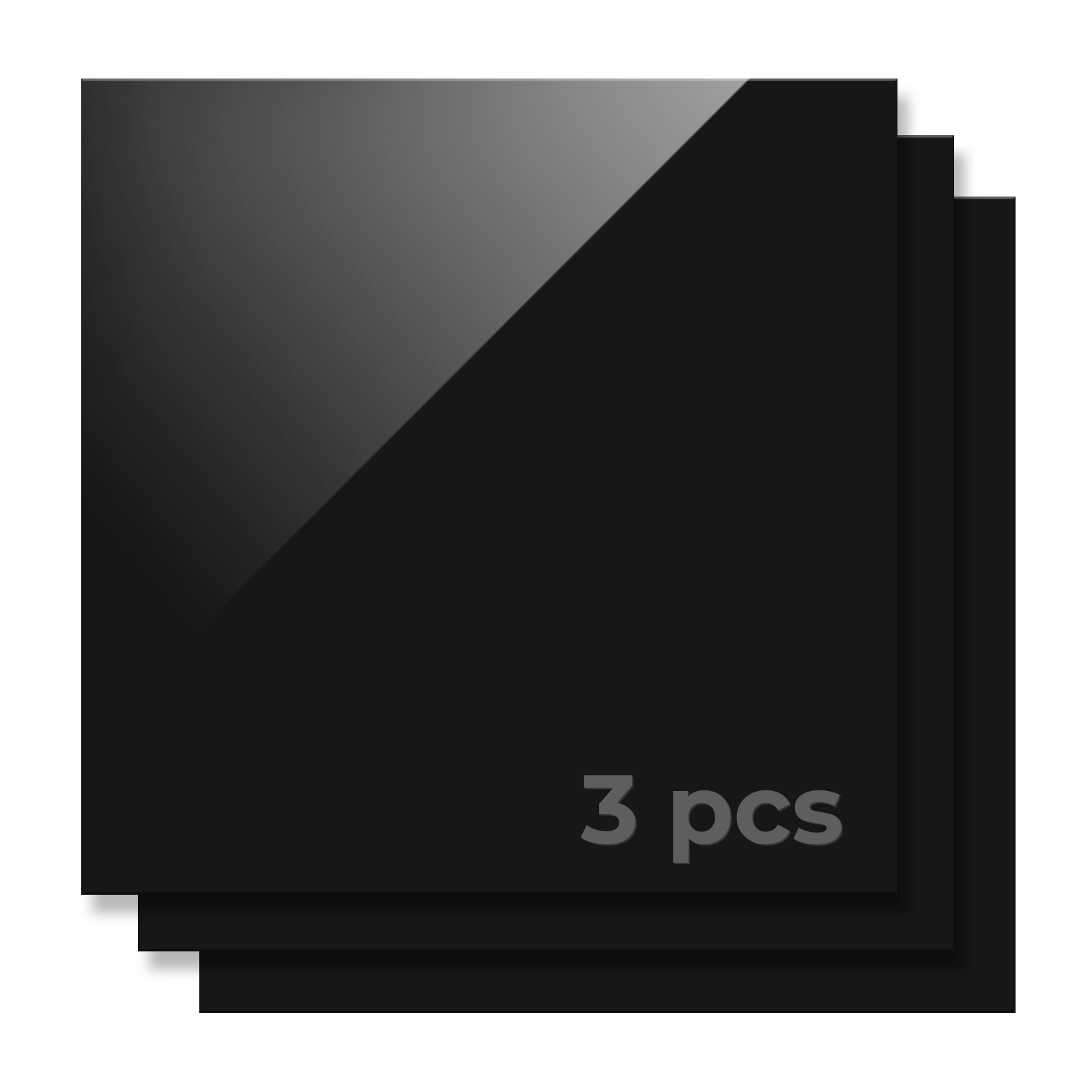 3 mm schwarze, undurchsichtige, glänzende Acrylplatte (3 Stück)